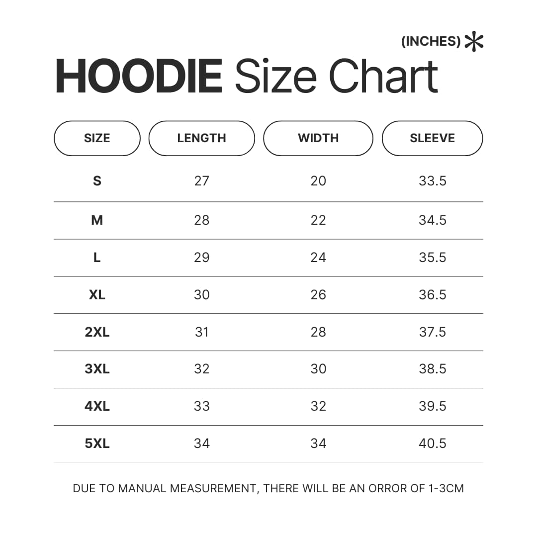 Hoodie Size Chart - My Favorite Murder Merch