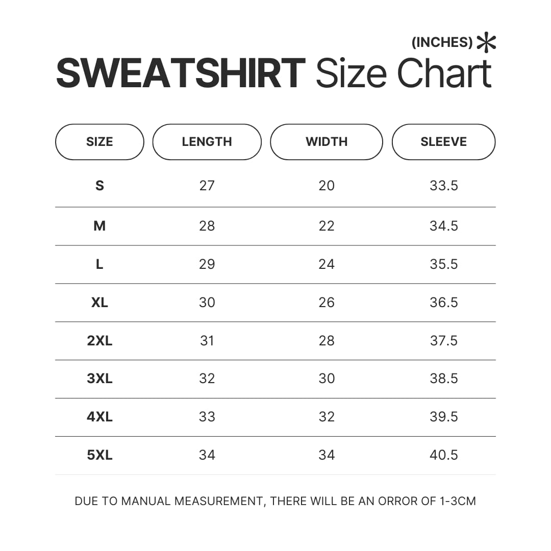 Sweatshirt Size Chart - My Favorite Murder Merch