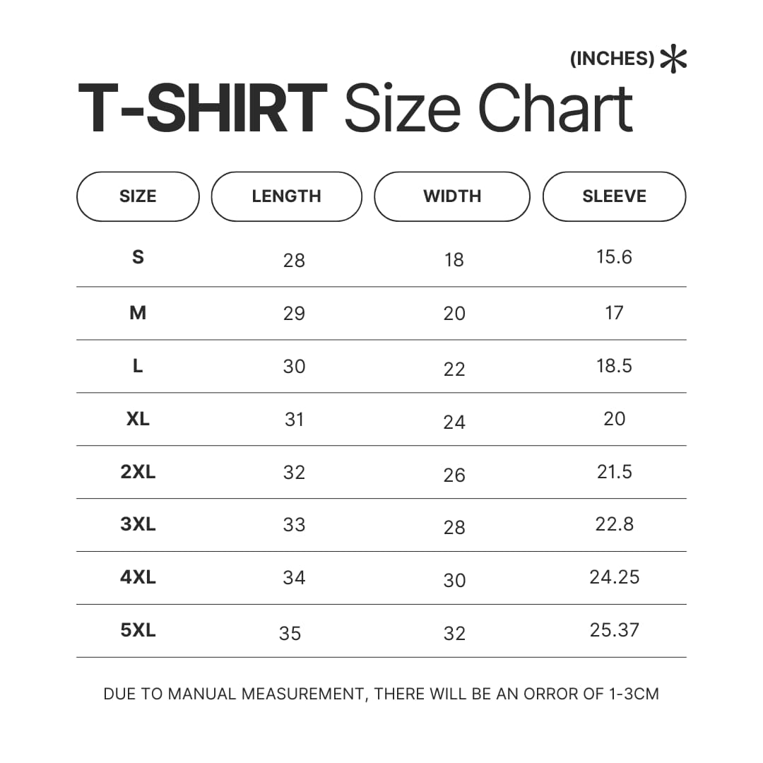 T shirt Size Chart - My Favorite Murder Merch