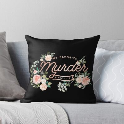 Rose Gold Floral My Favorite Murder Throw Pillow